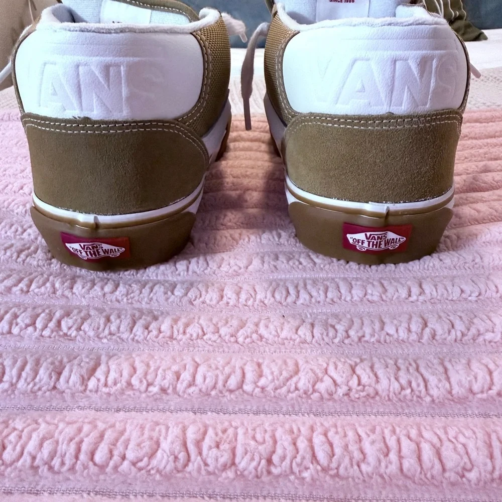 Vans Olive and White Men's Sneakers - Picture 3 of 4